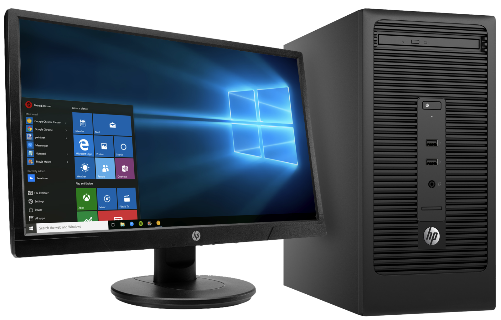 a desktop computer sitting next to a monitor