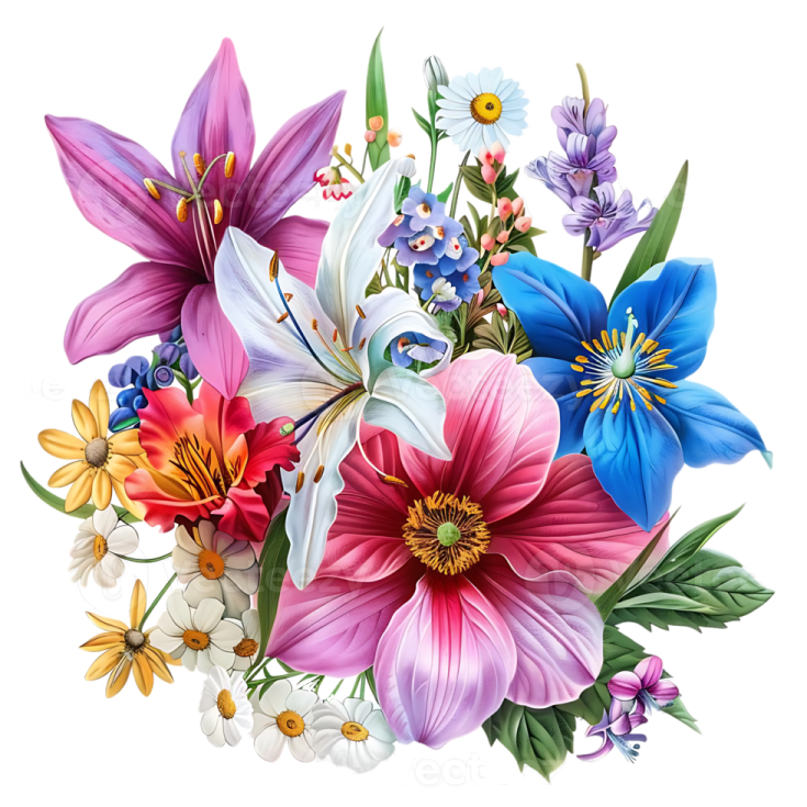 a bouquet of flowers on a white background