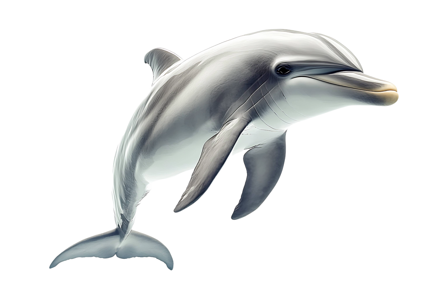 a dolphin jumping in the air on a white background