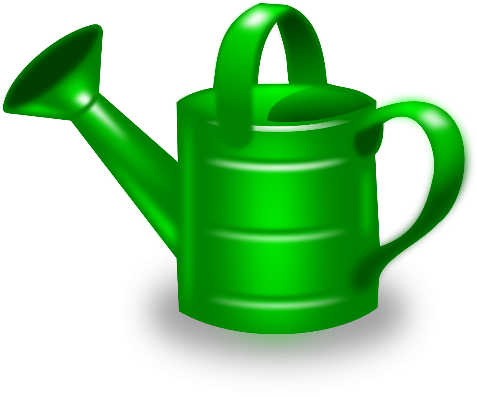 a green watering pot with a handle
