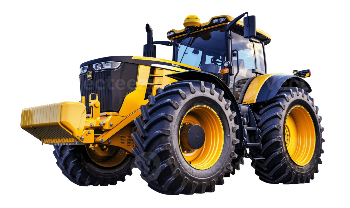 a yellow tractor on a white background