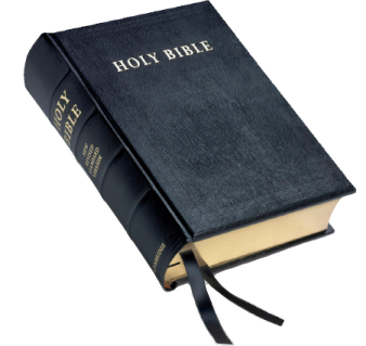 a black bible with gold lettering on it