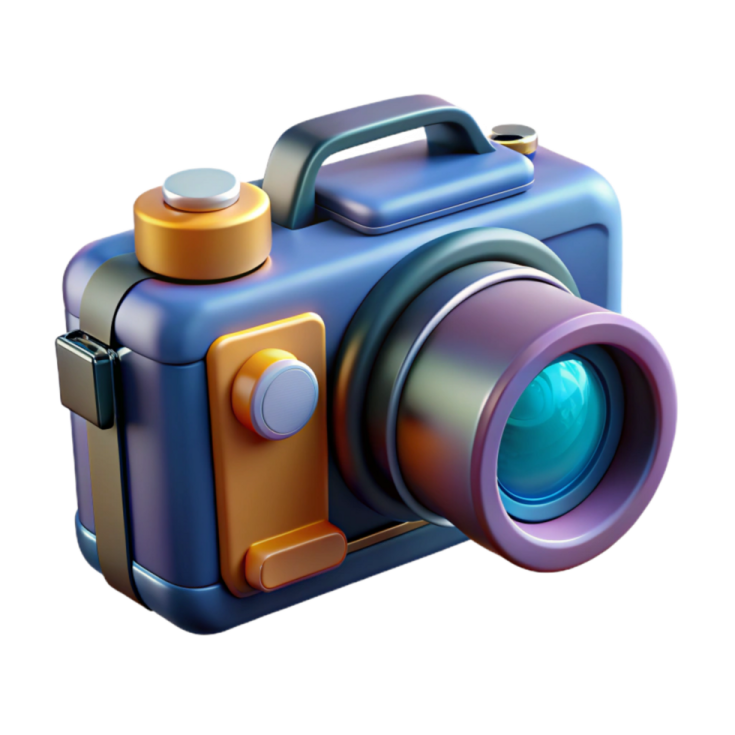 a camera with a lens on it