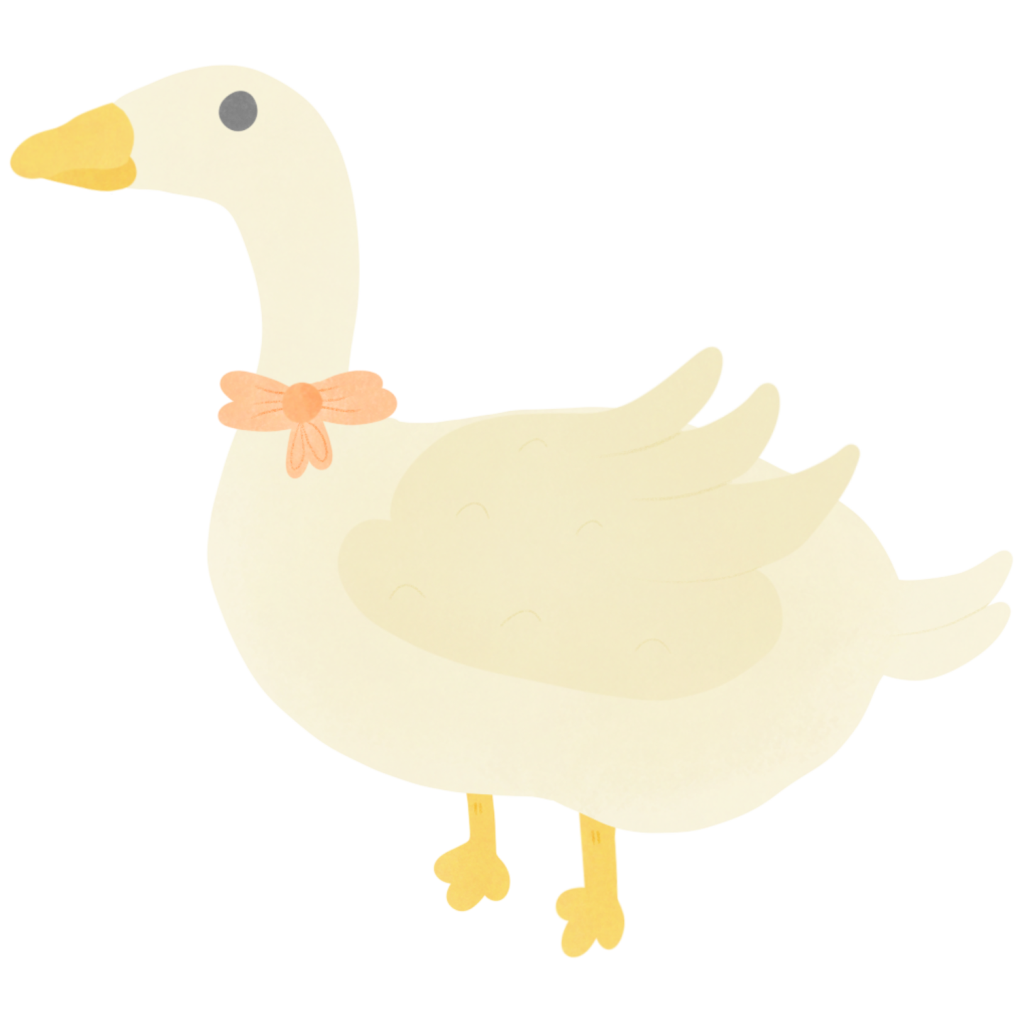 a white duck with a pink bow on its neck