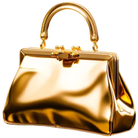 a gold purse on a white background