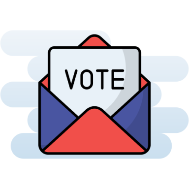 an open envelope with the word vote in it