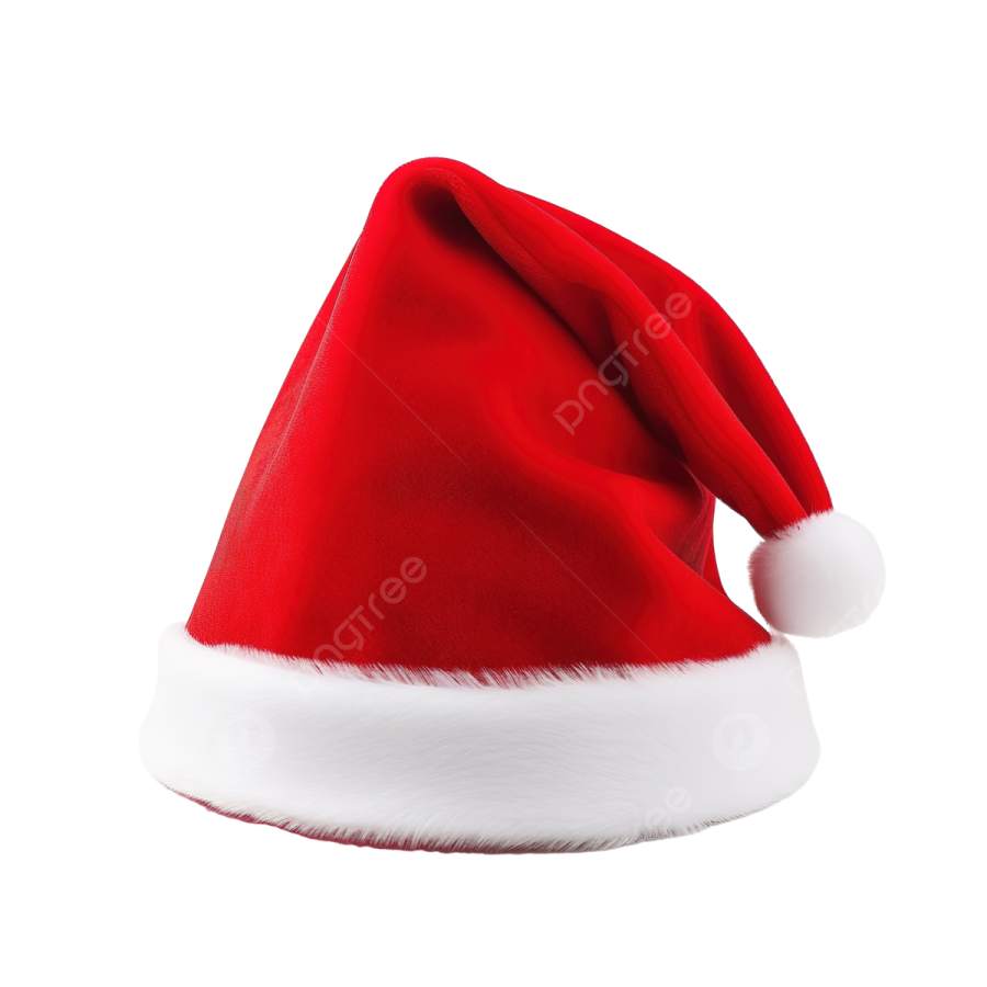 a red santa hat on a white background