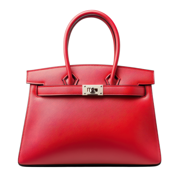 a red handbag on a white background
