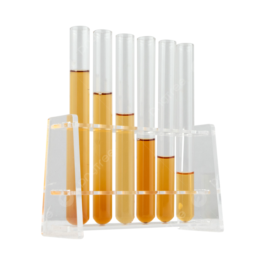 a set of test tubes filled with orange liquid