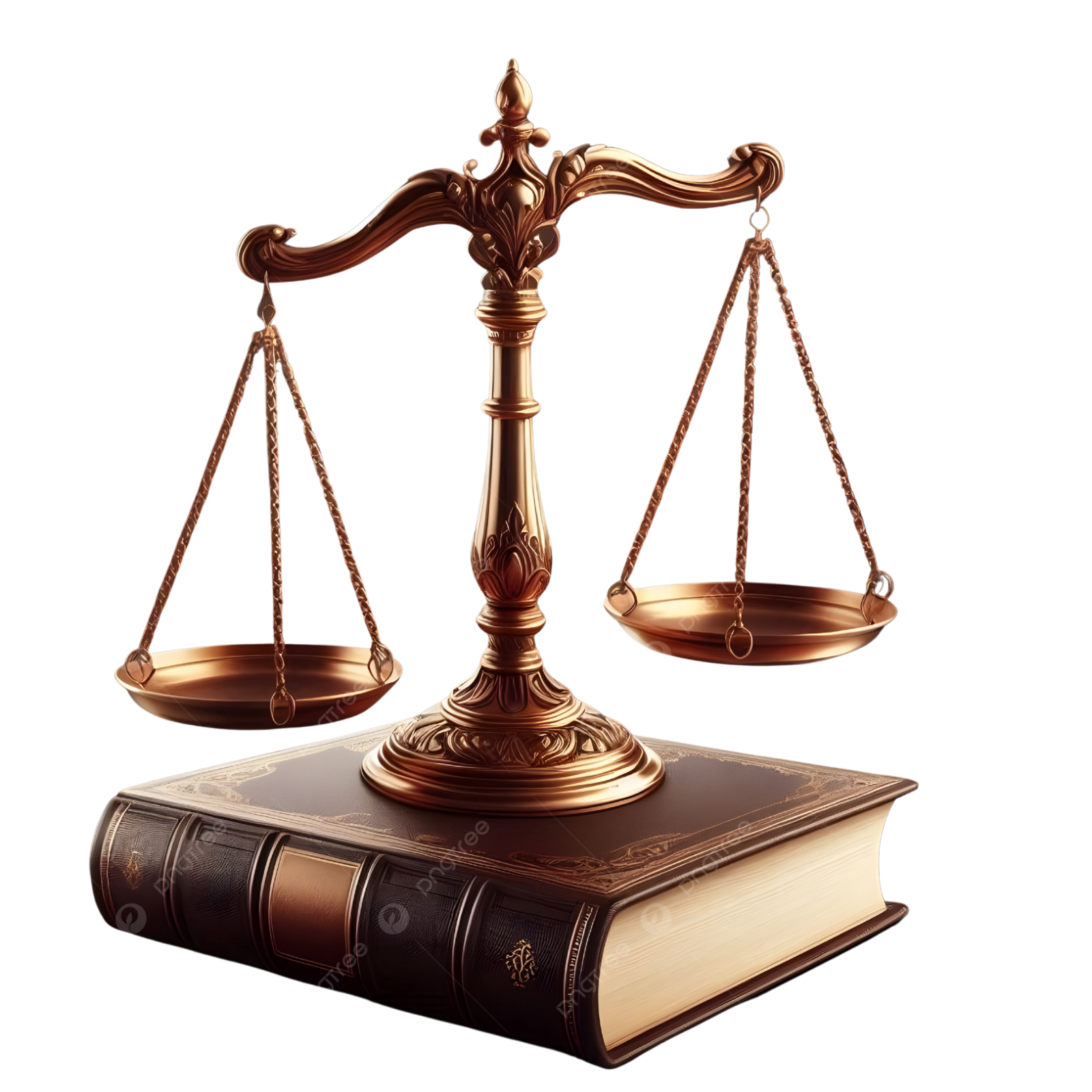the scales of justice on a book