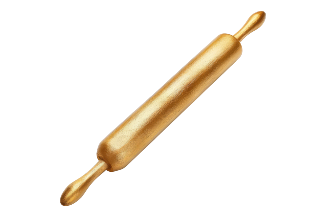 a gold paint brush on a white background