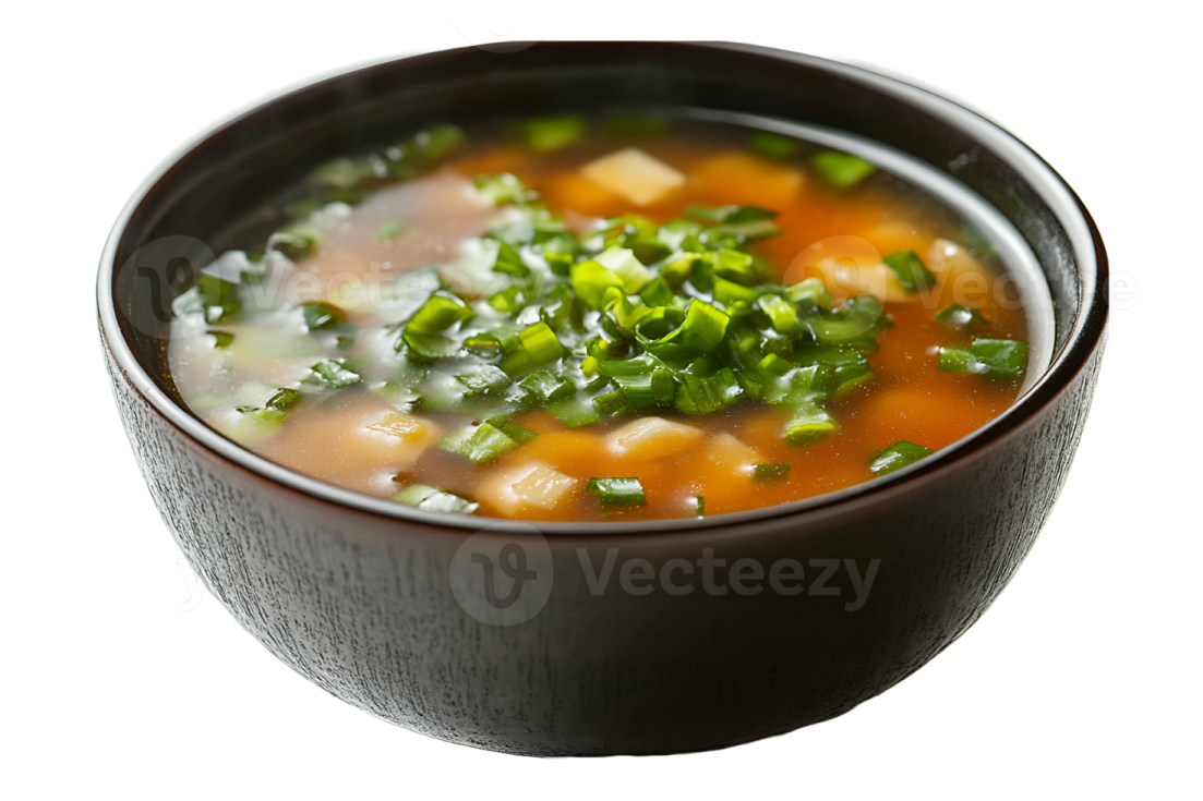 a bowl of soup on a white background