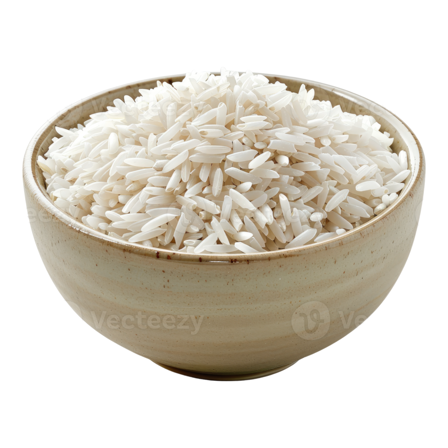white rice in a bowl on a white background