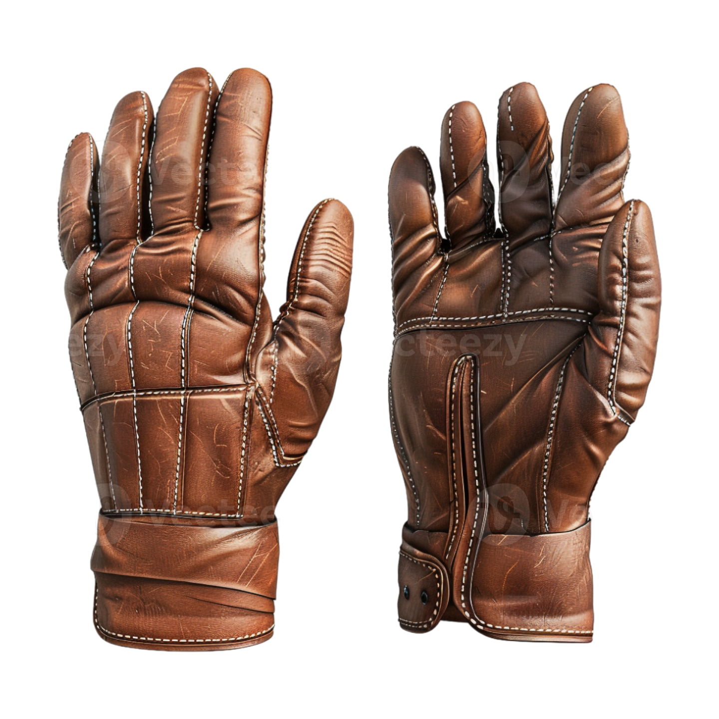 a pair of brown leather gloves
