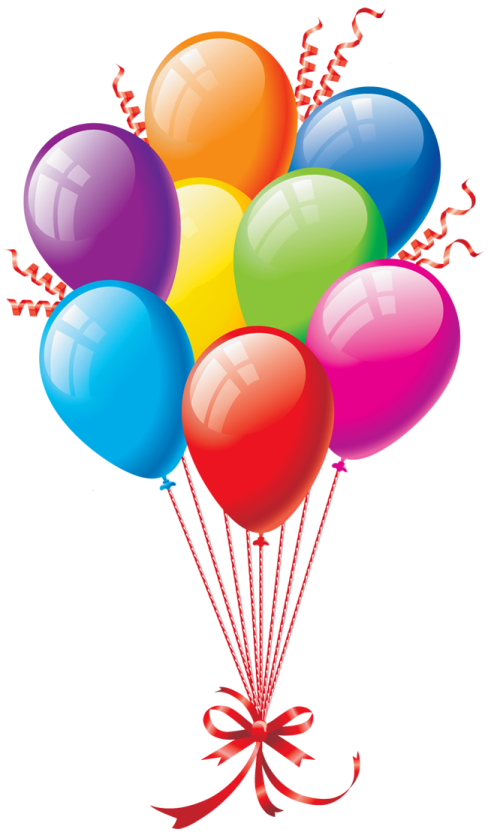 a bunch of colorful balloons with ribbons
