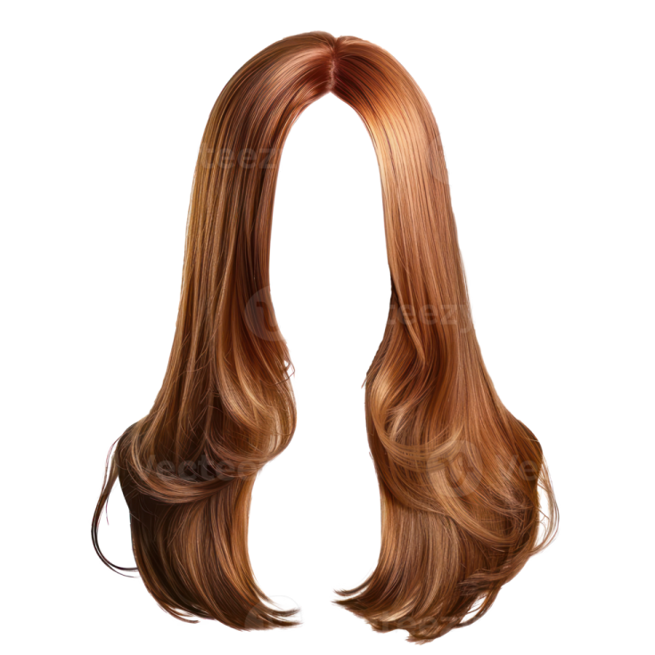 a woman's long brown hair on white background