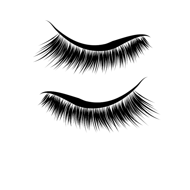 a pair of eyelashes on a white background