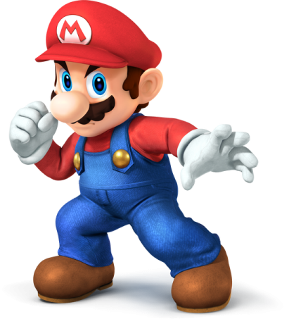 a cartoon character with blue eyes and a red hat