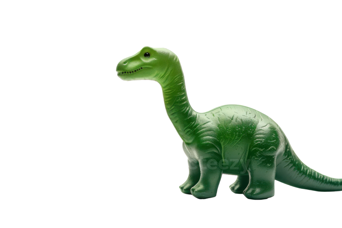 a green dinosaur toy on a white background