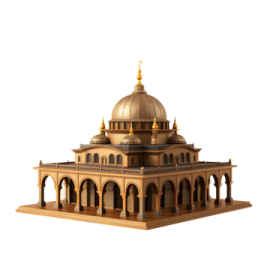 a wooden model of a mosque