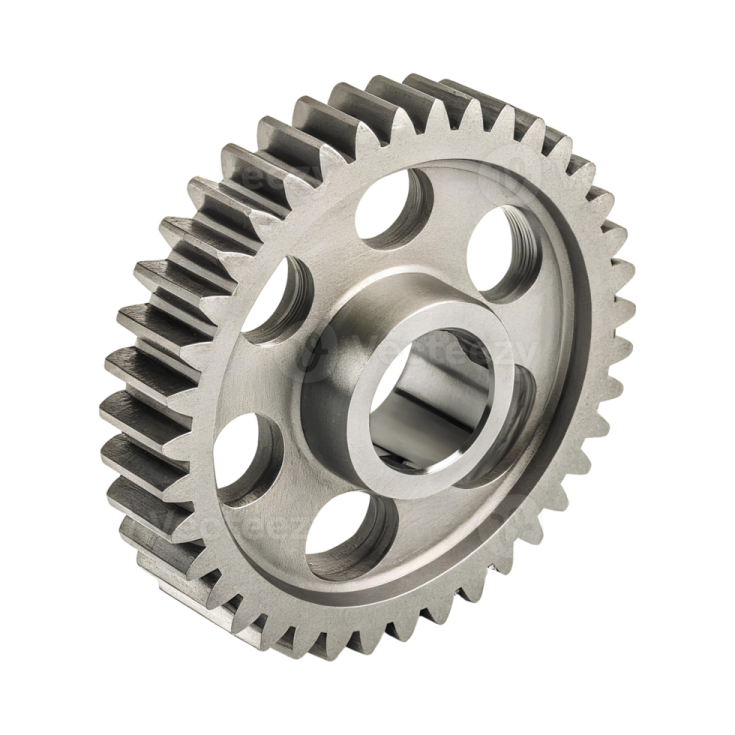 a steel gear on a white background