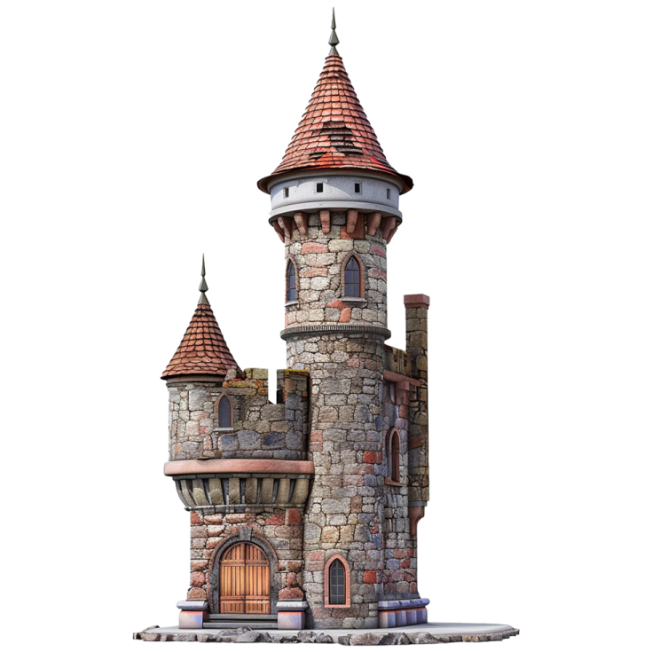 a castle with turrets on top of it