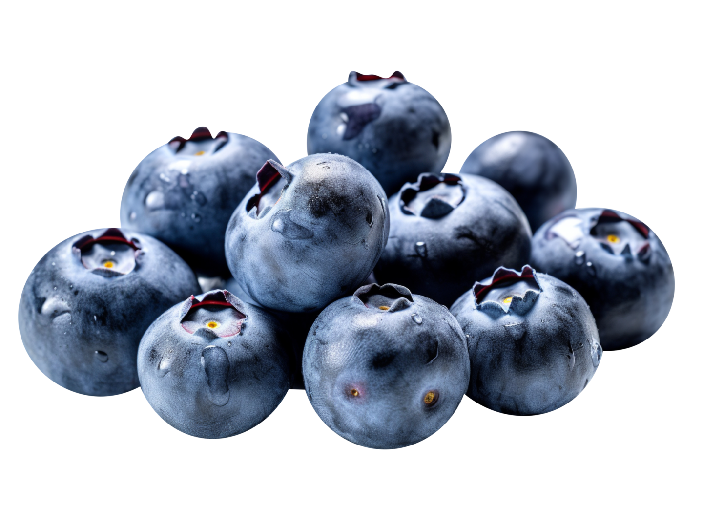 a pile of blueberries on a white background
