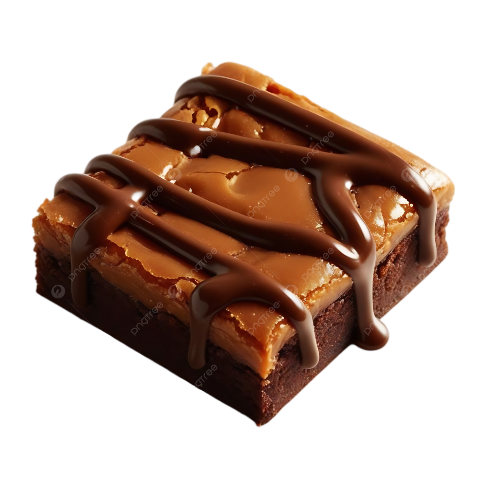 a piece of brownie with chocolate on top
