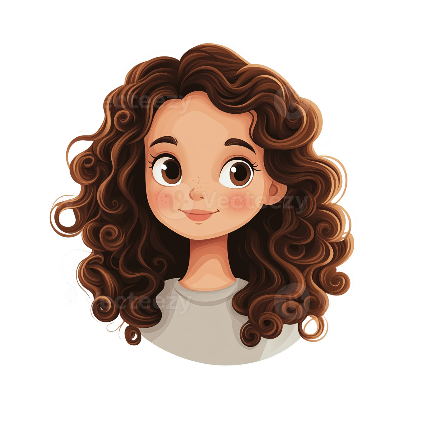 a cartoon girl with long brown hair