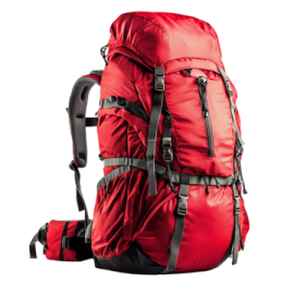 a red backpack on a white background