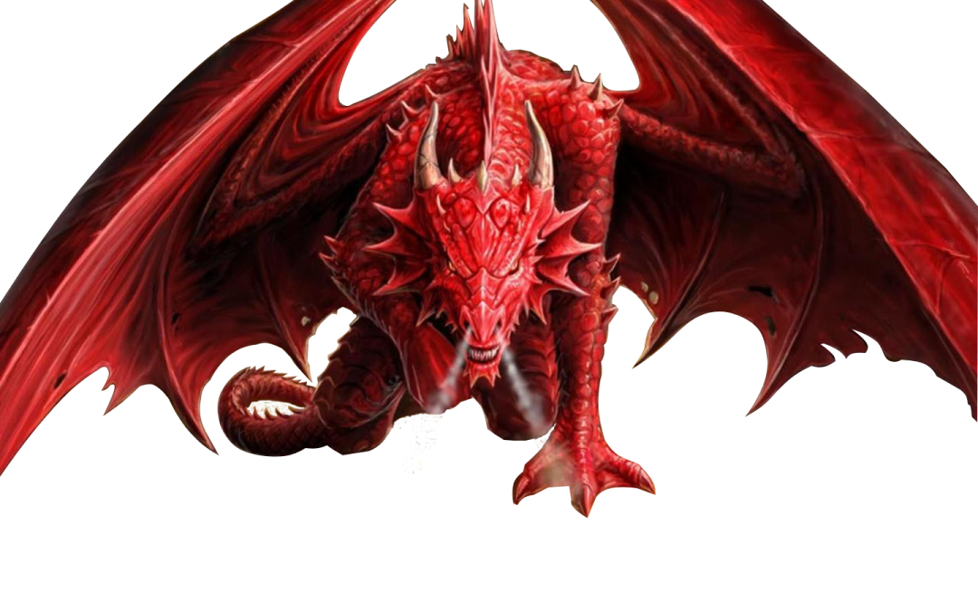 a red dragon on a white background