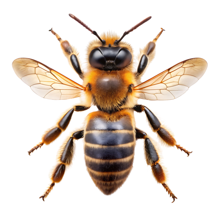 a bee on a white background