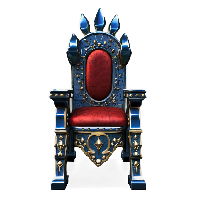 a throne with a red seat on it