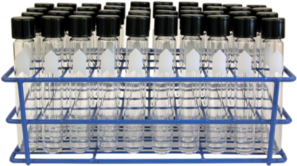 a rack with several bottles in it