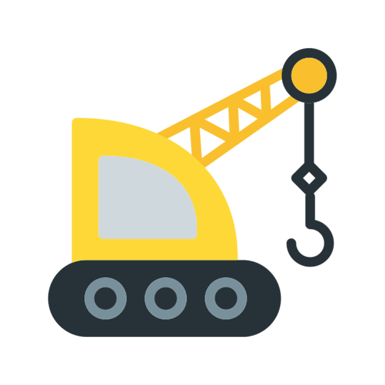 a crane with a hook on it's back