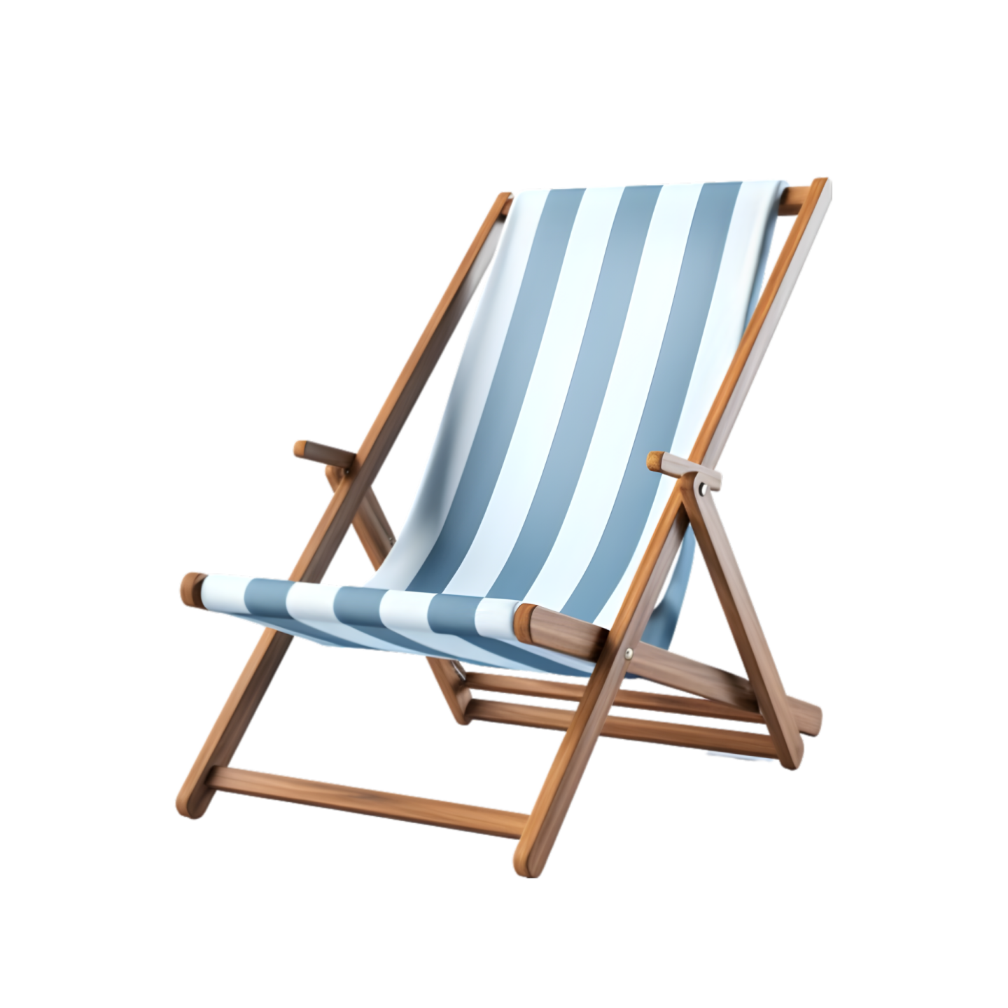 a blue and white striped deck chair