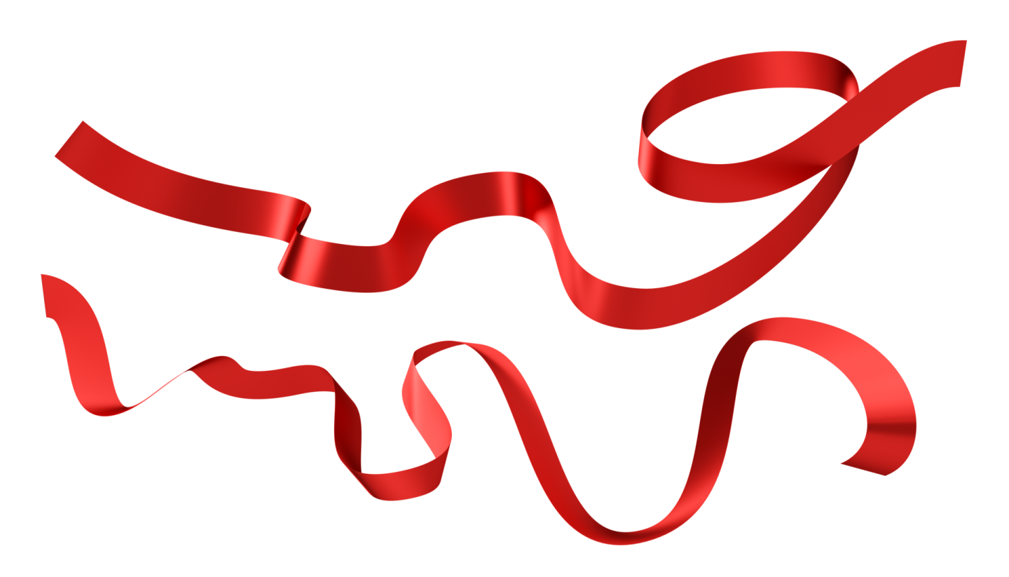a red ribbon on a white background