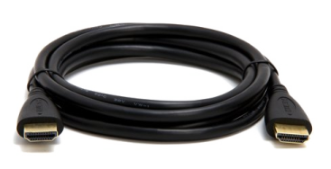 a black hd cable on a white background