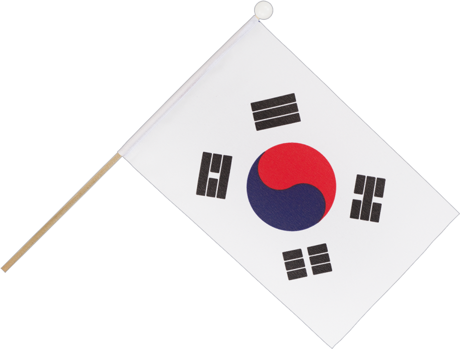 a white flag with a black and red design
