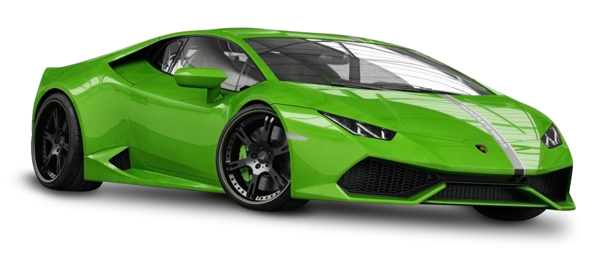 a green sports car on a white background