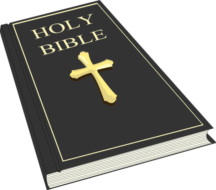 an open bible with a cross on it