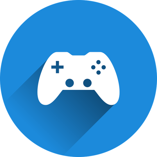 illustration of a long shadow round icon with a video game controller