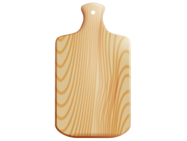 a wooden cutting board on white background