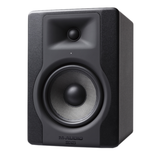 a black speaker on a white background