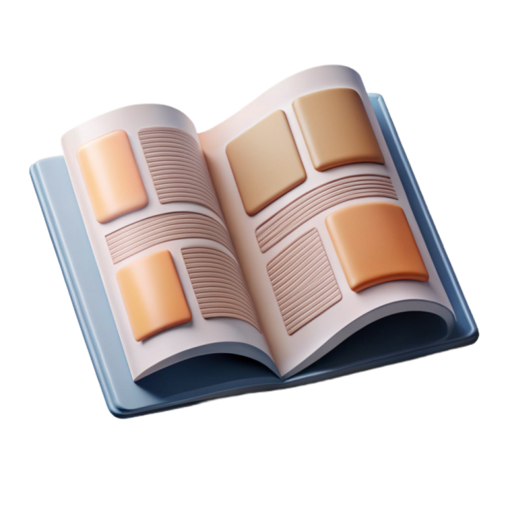 an open book on a white background