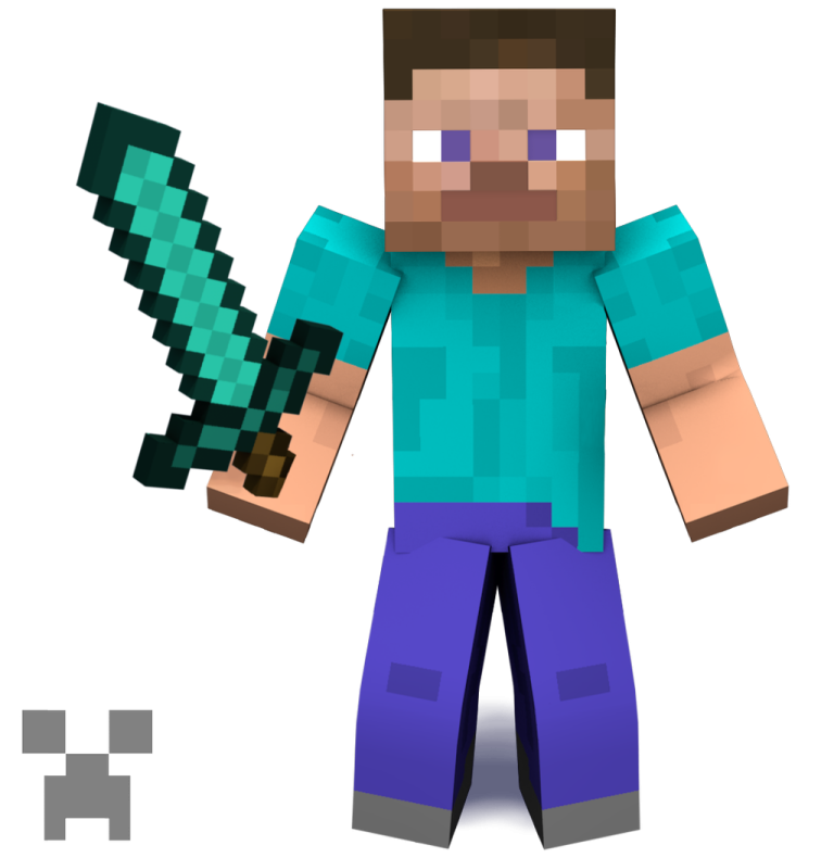 an image of a minecraft character holding a sword