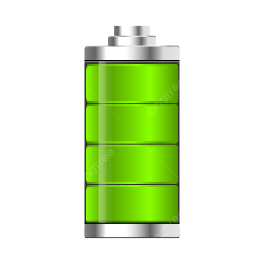 a green battery on a white background