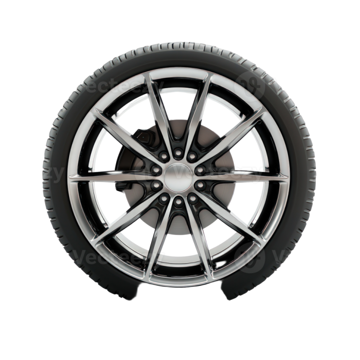 the wheel of a car on a white background