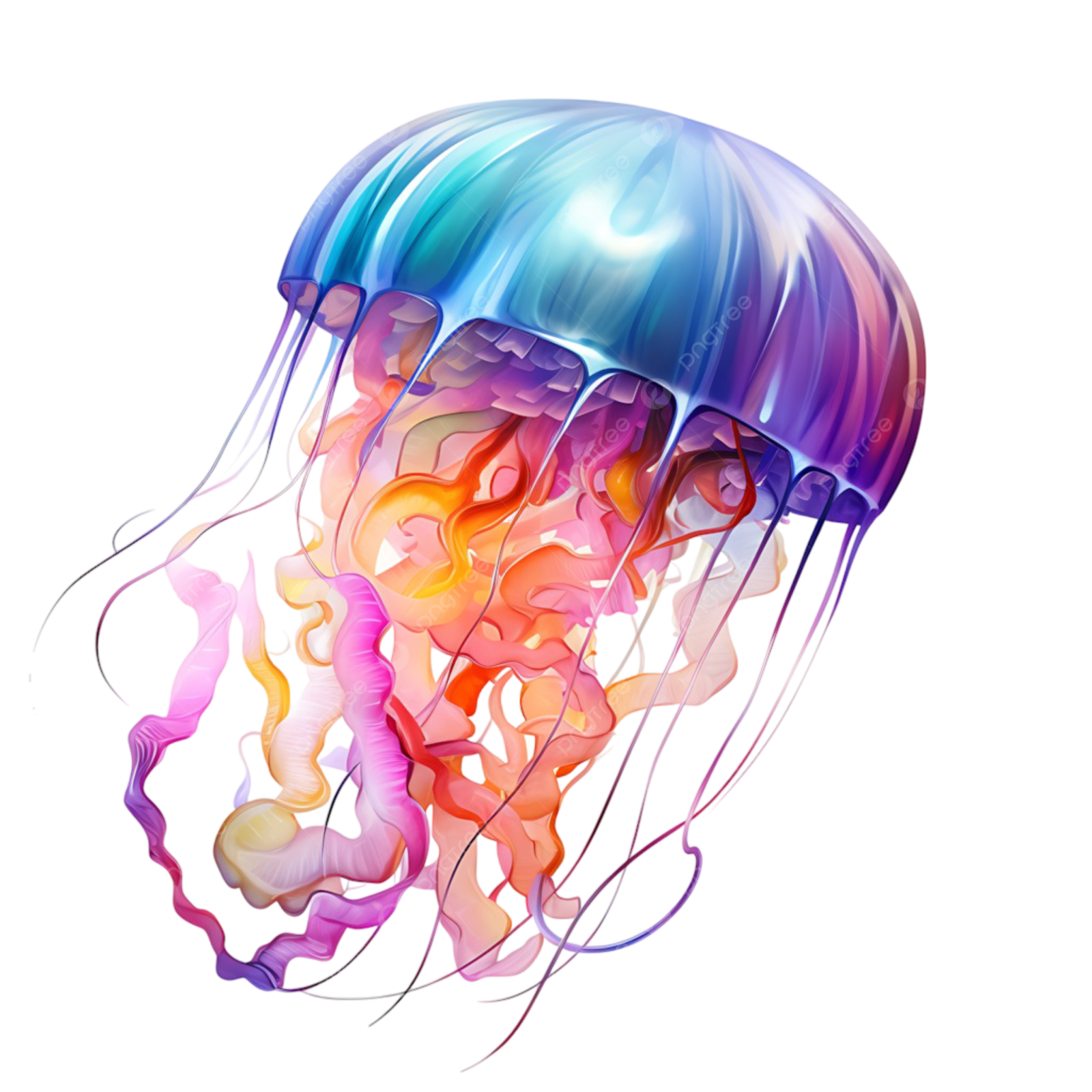 a colorful jellyfish on a white background
