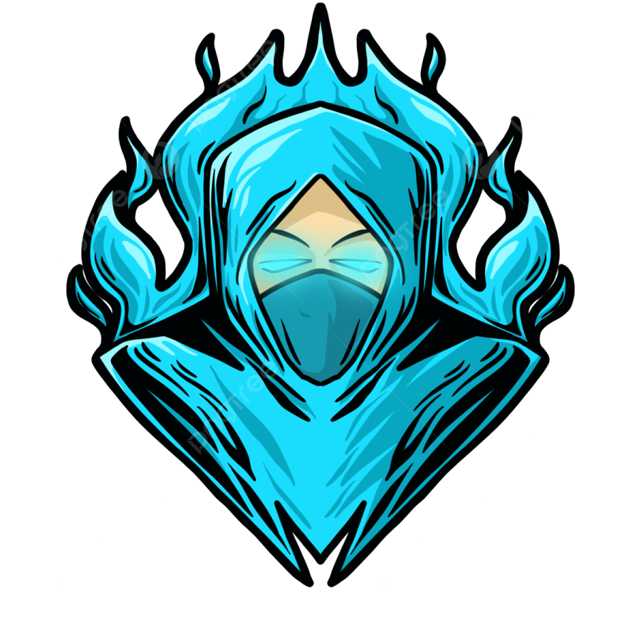 a blue hooded with a hood on it's head
